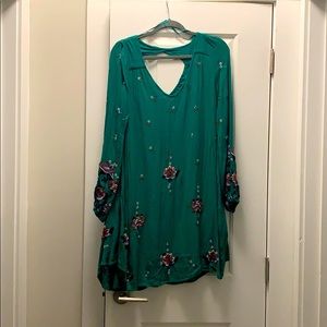 Free People Oxford Embroidered Mini Dress (green)